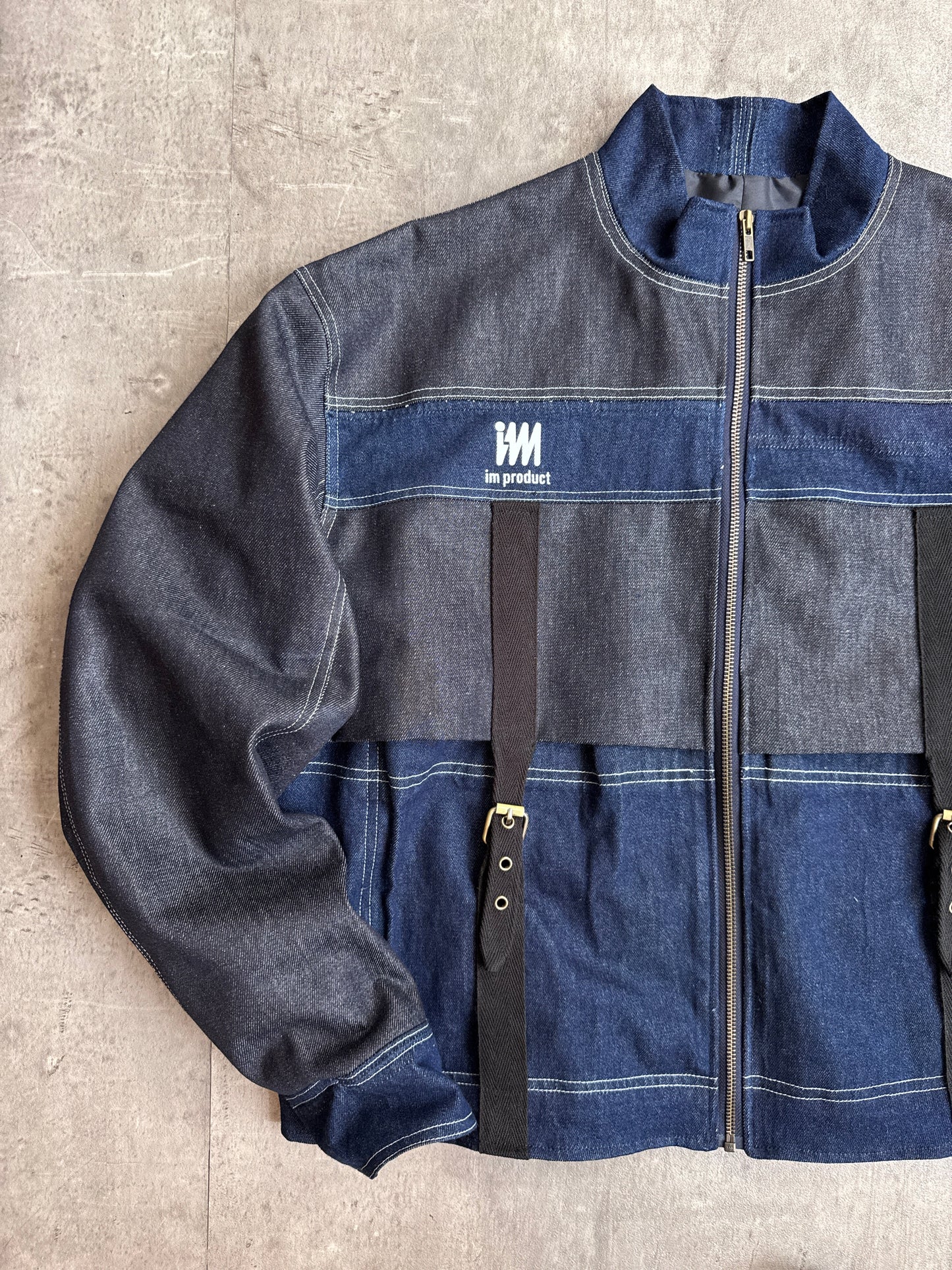 VT Rework: Issey Miyake Utility Strap Full Zip Reworked Denim Jacket