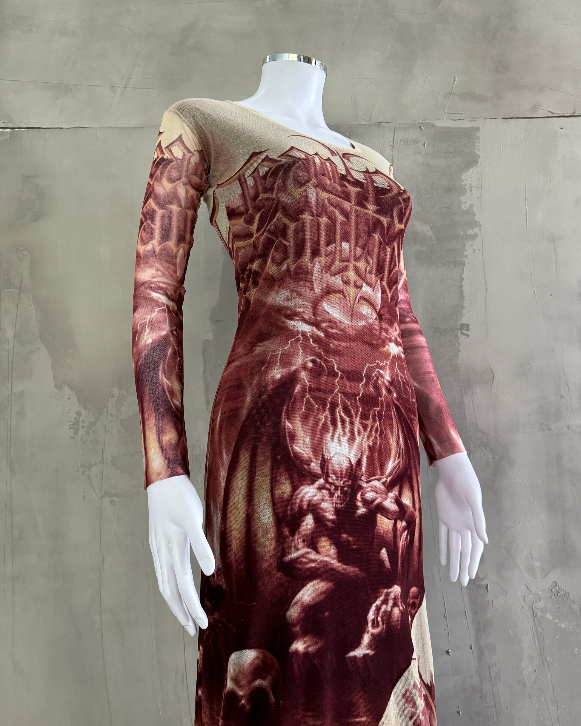 JEAN PAUL GAULTIER JPG SS01 SATAN HELL MESH DRESS JEAN PAUL GAULTIER JPG SS01 SATAN HELL MESH DRESS