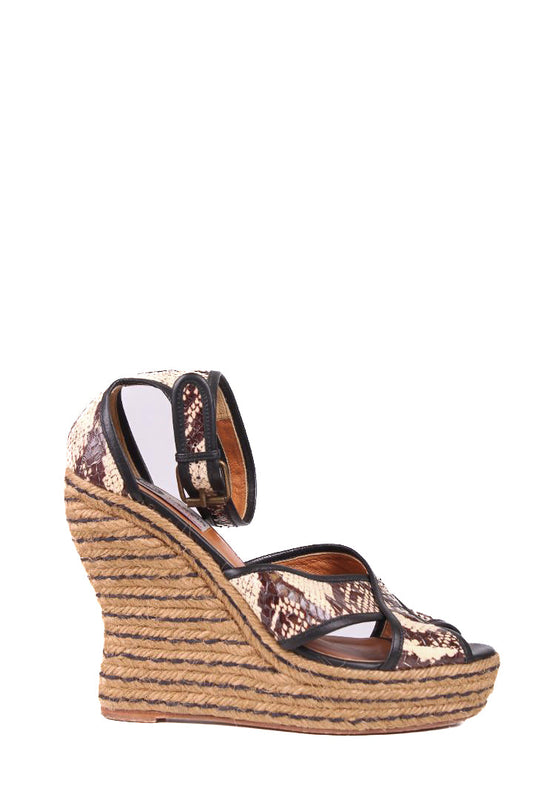 Lanvin Python Leather Espadrile wedges brown/cream 39 | UK 6, Brown