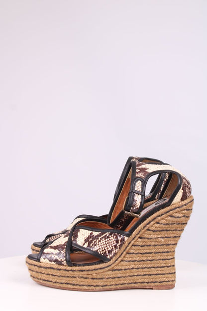 Lanvin Python Leather Espadrile wedges brown/cream 39 | UK 6, Brown