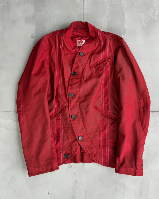 MICHIKO KOSHINO RED COTTON ASYMMETRIC JACKET - M