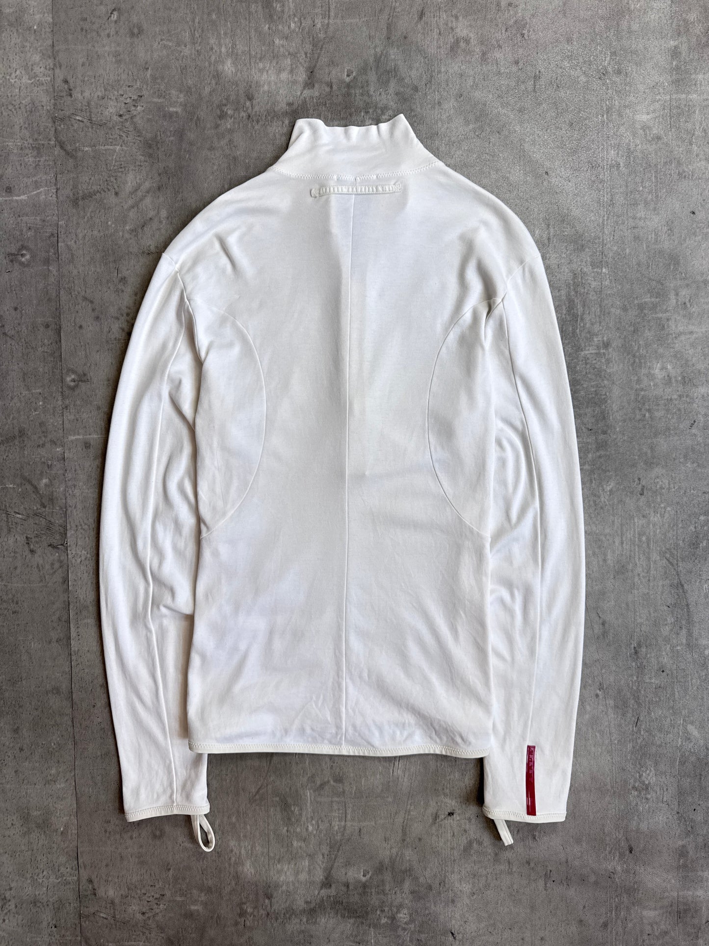 Prada Lightweight White Cotton Quarter Zip Sweater