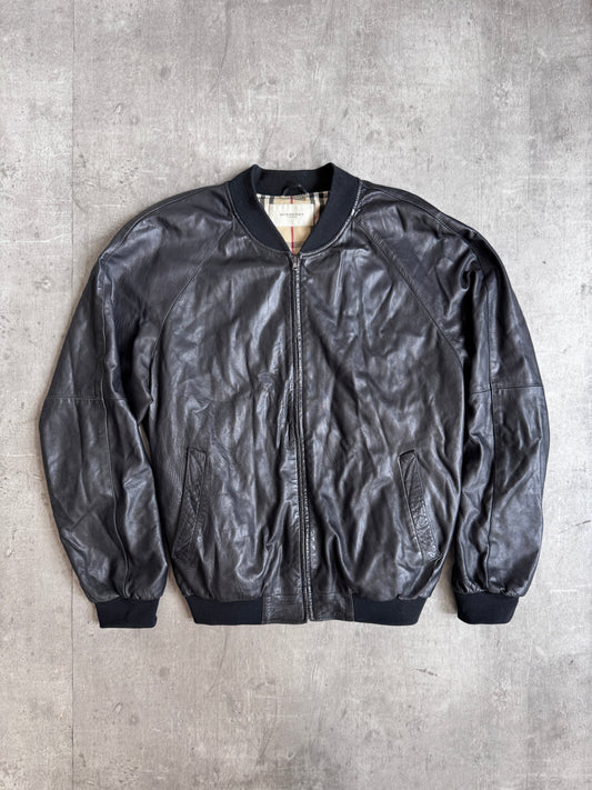 Burberry Nova Lined Lambs Leather Bomber Jacket