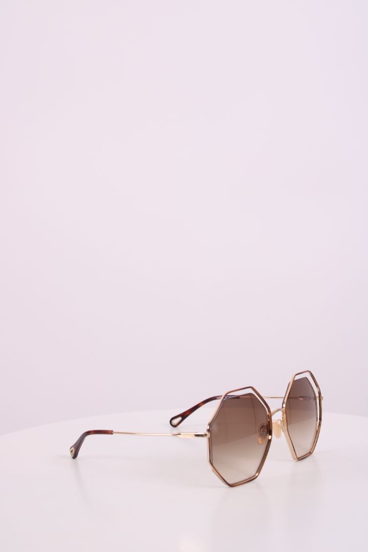 Chloe Poppy Hexagonal Sunglasses Gold | O/S, Gold