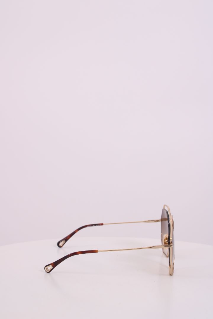 Chloe Poppy Hexagonal Sunglasses Gold | O/S, Gold