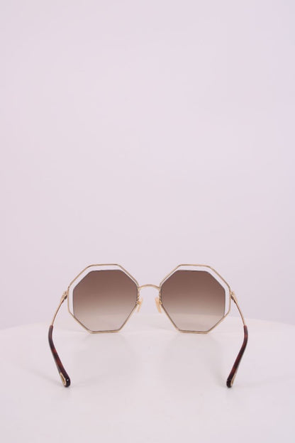 Chloe Poppy Hexagonal Sunglasses Gold | O/S, Gold