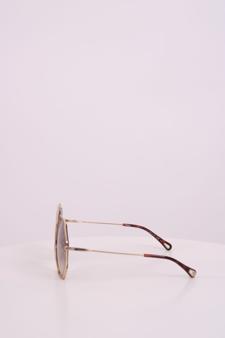 Chloe Poppy Hexagonal Sunglasses Gold | O/S, Gold