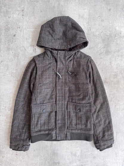 Katharine Hamnett Brown Check Hooded Jacket
