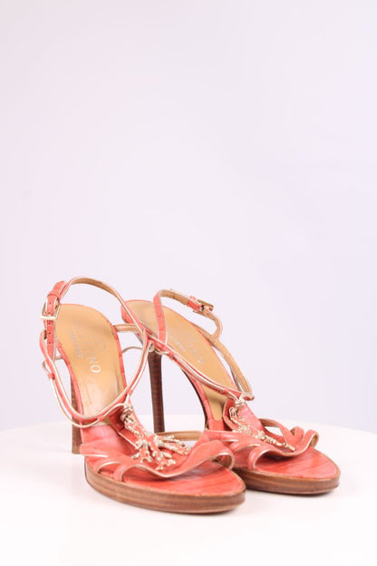 Valentino Coral embellished strap heel Coral 39 | UK 6, Gold