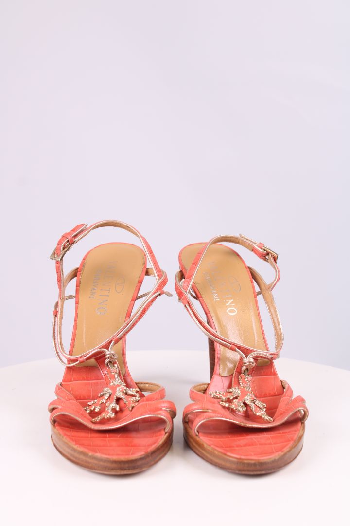 Valentino Coral embellished strap heel Coral 39 | UK 6, Gold