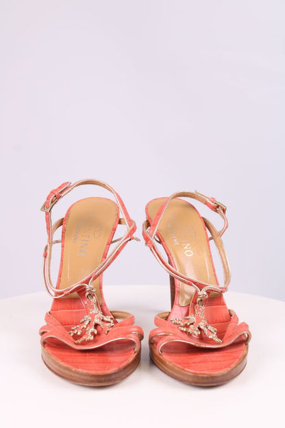 Valentino Coral embellished strap heel Coral 39 | UK 6, Gold