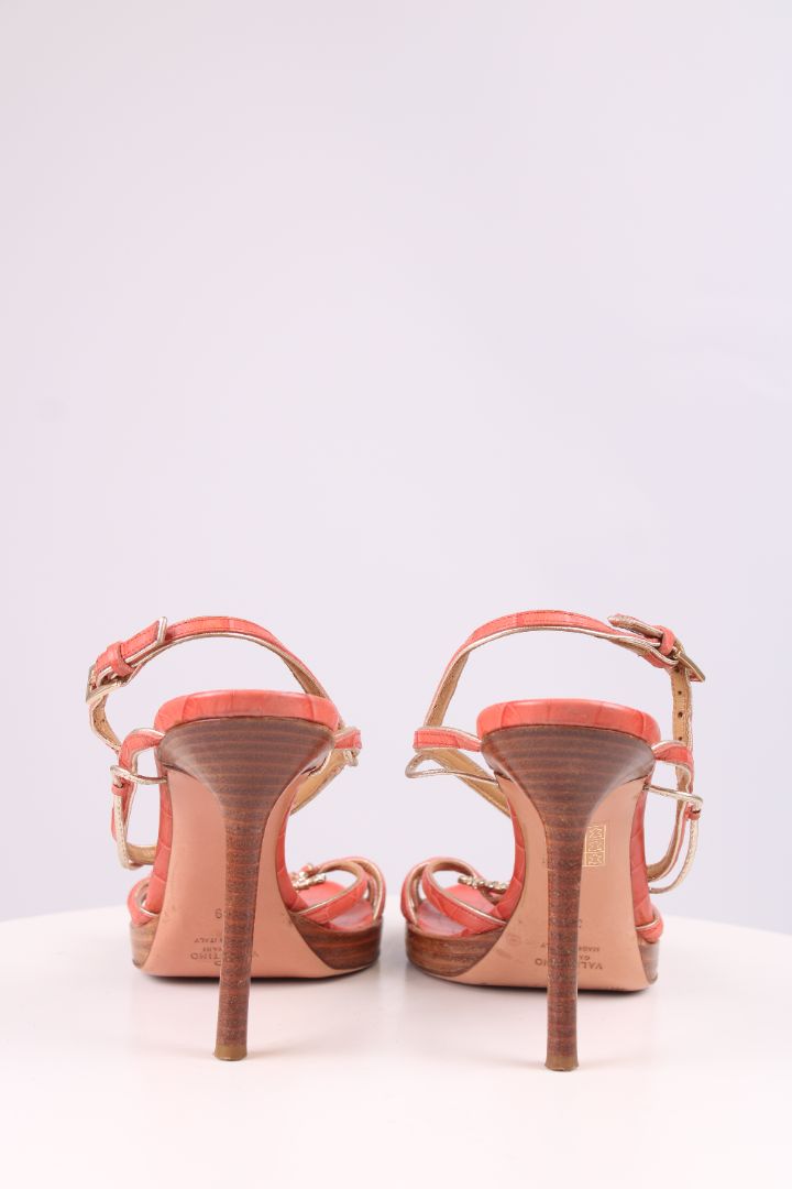 Valentino Coral embellished strap heel Coral 39 | UK 6, Gold