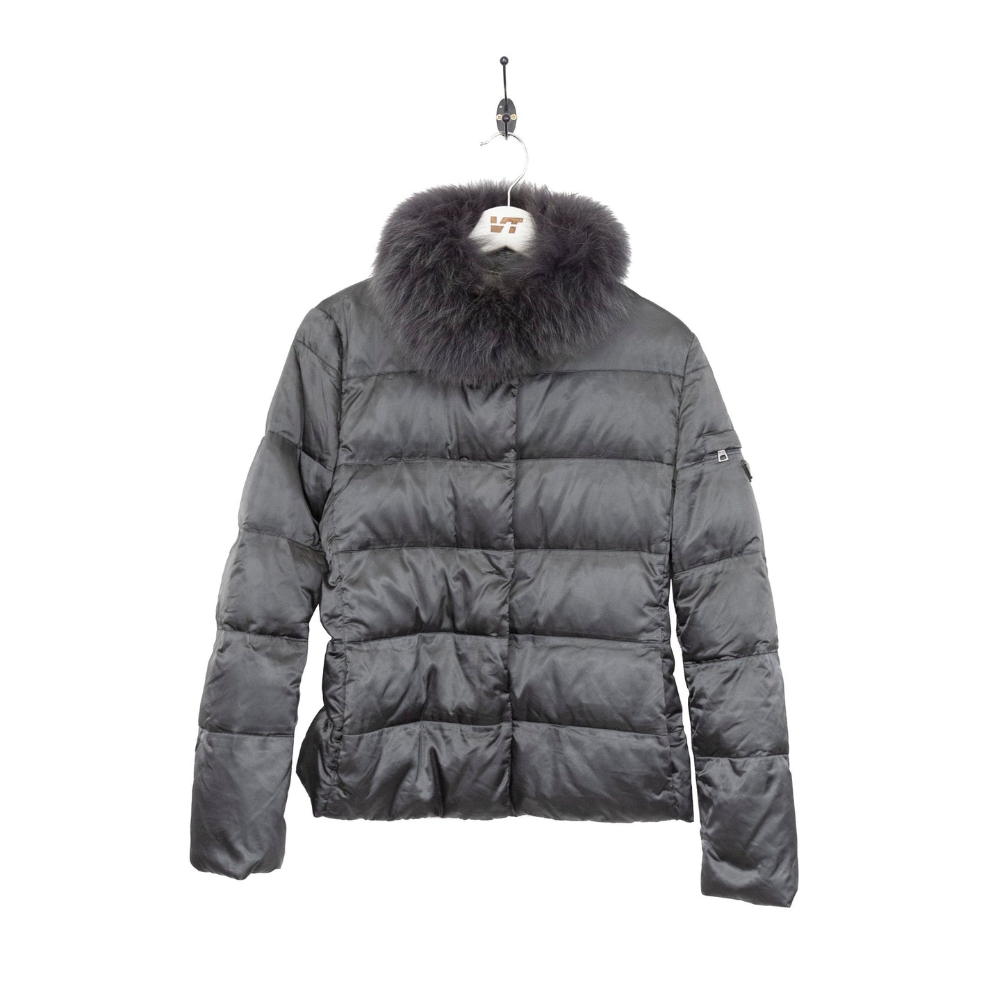 Prada Fur Collar Logo Plaque Puffer Down Jacket