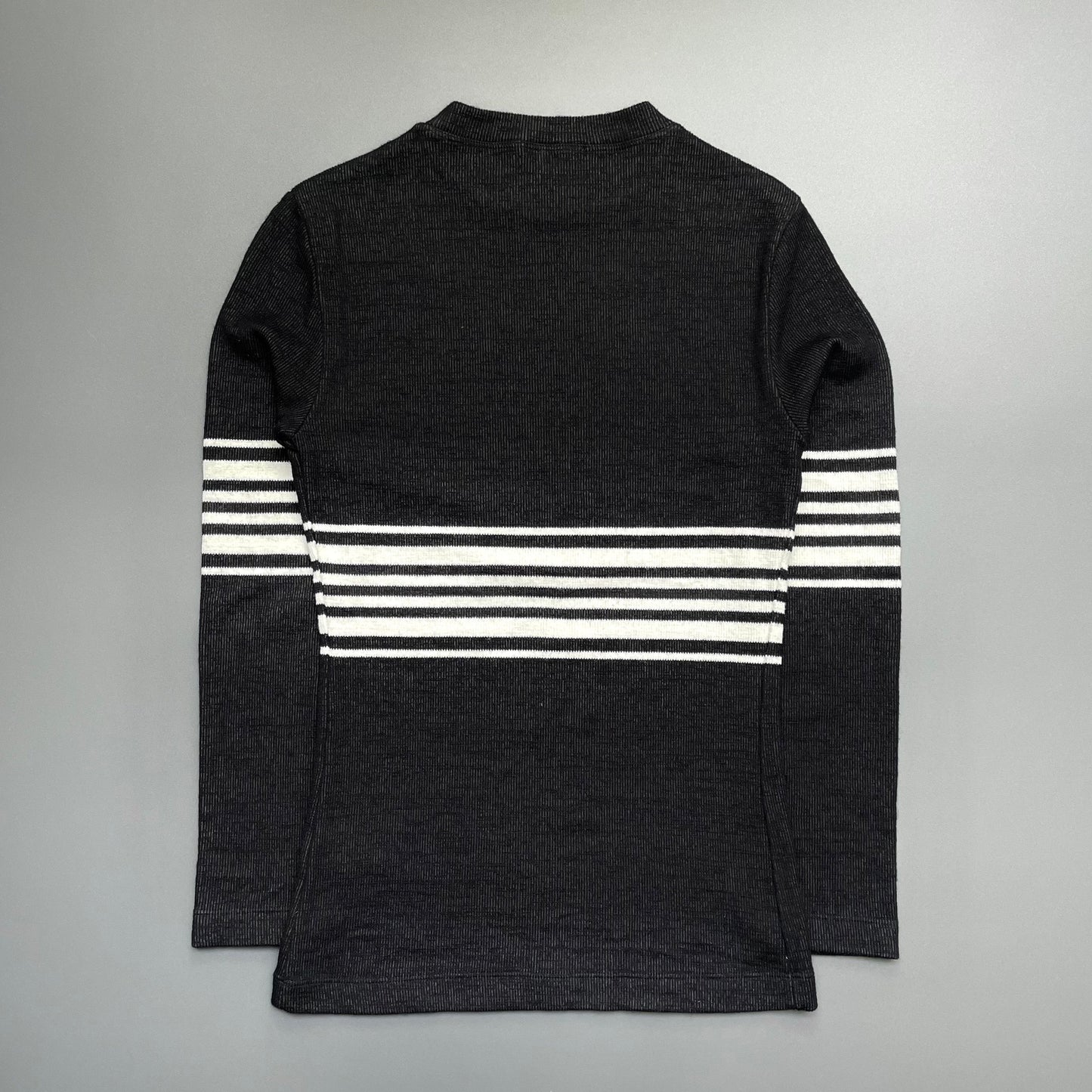 Emporio Armani Grey & White 90s Bulk Stripe Knit Jumper | Medium, Multicoloured