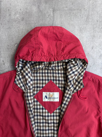 Aquascutum Check Red Hooded Parka Jacket