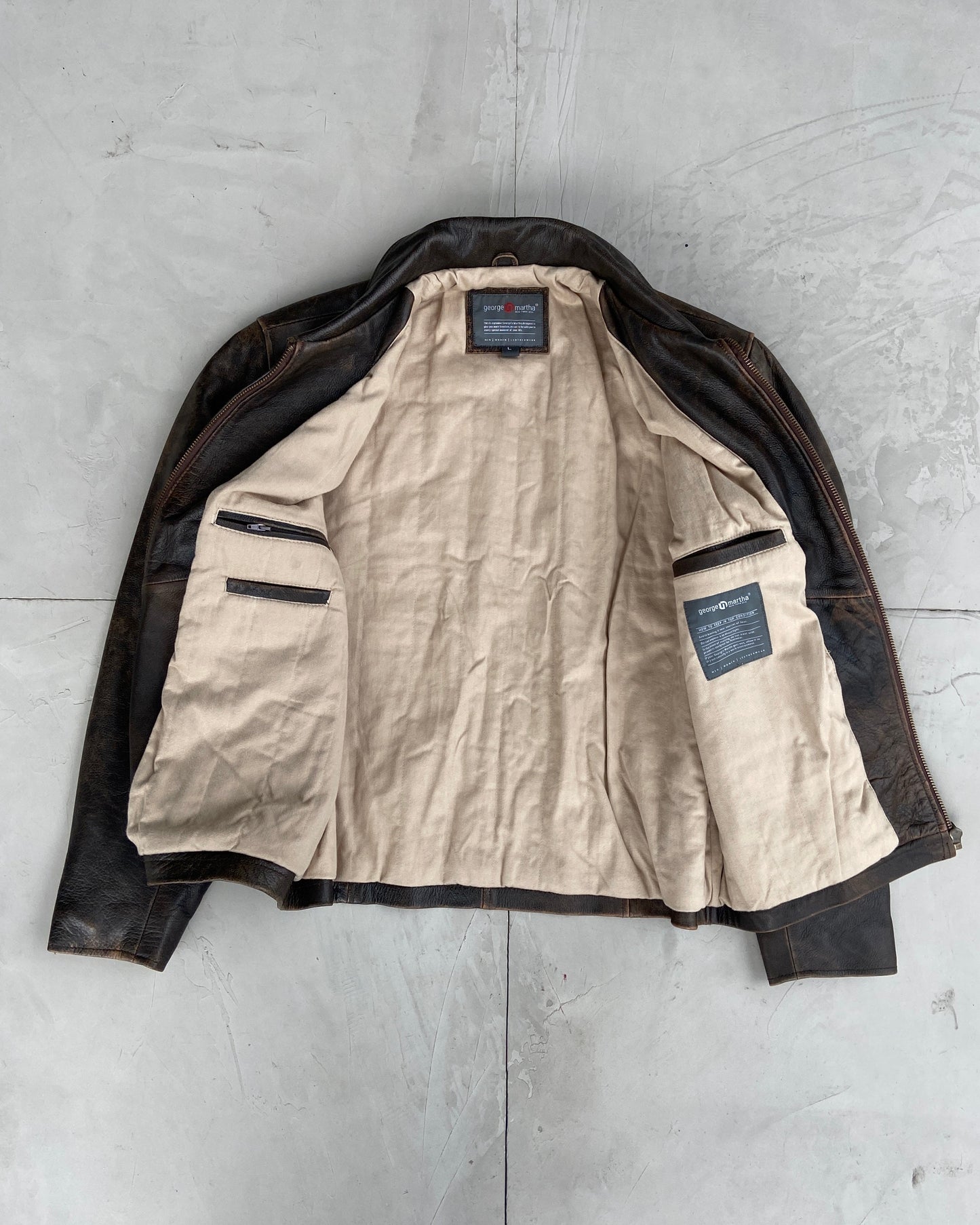 90'S MINIMAL LEATHER JACKET - L | Large, Brown