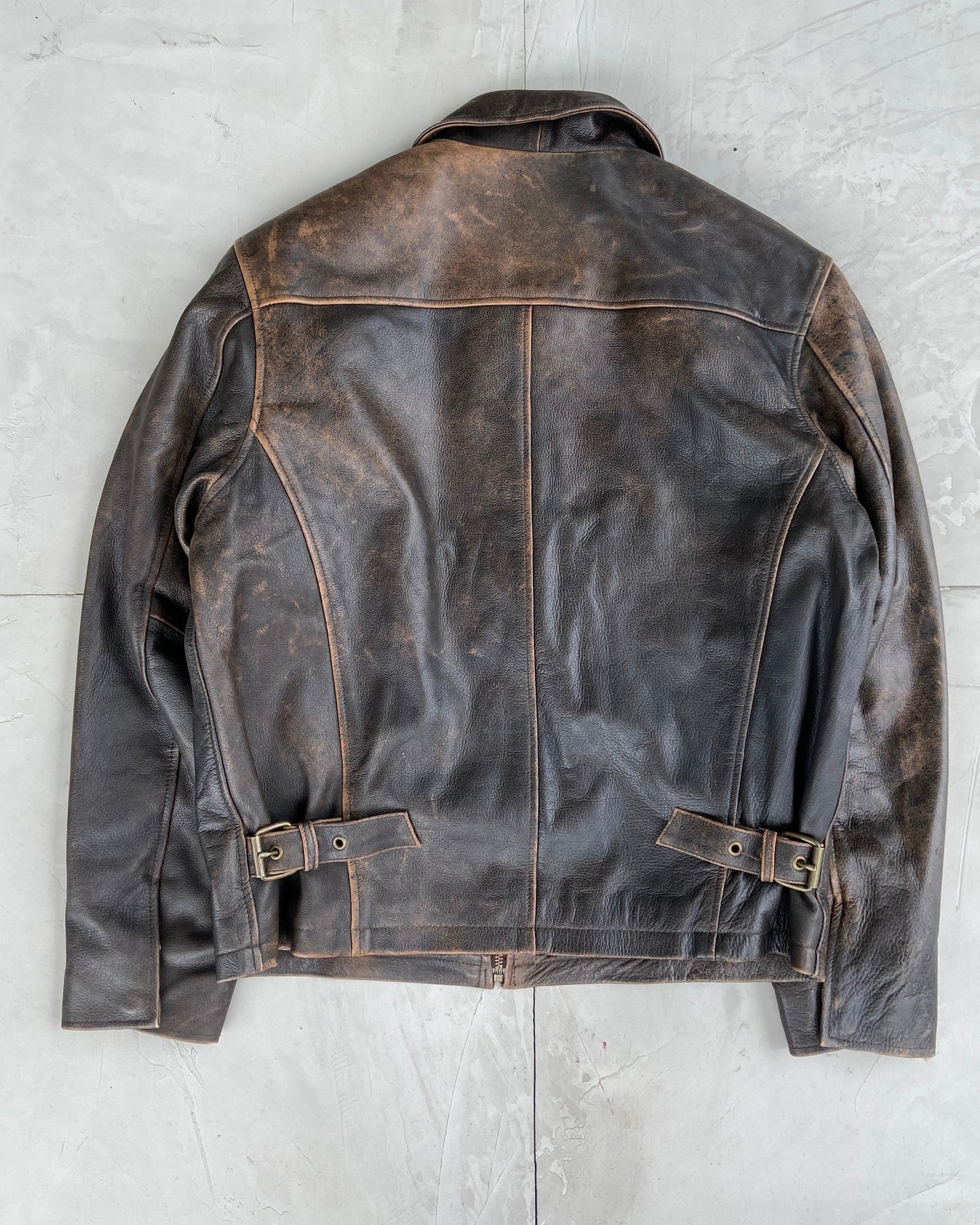 90'S MINIMAL LEATHER JACKET - L | Large, Brown