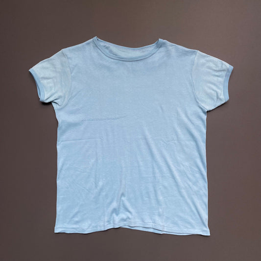Vintage Blue 60s/70s Fitted T-Shirt | Medium, Blue
