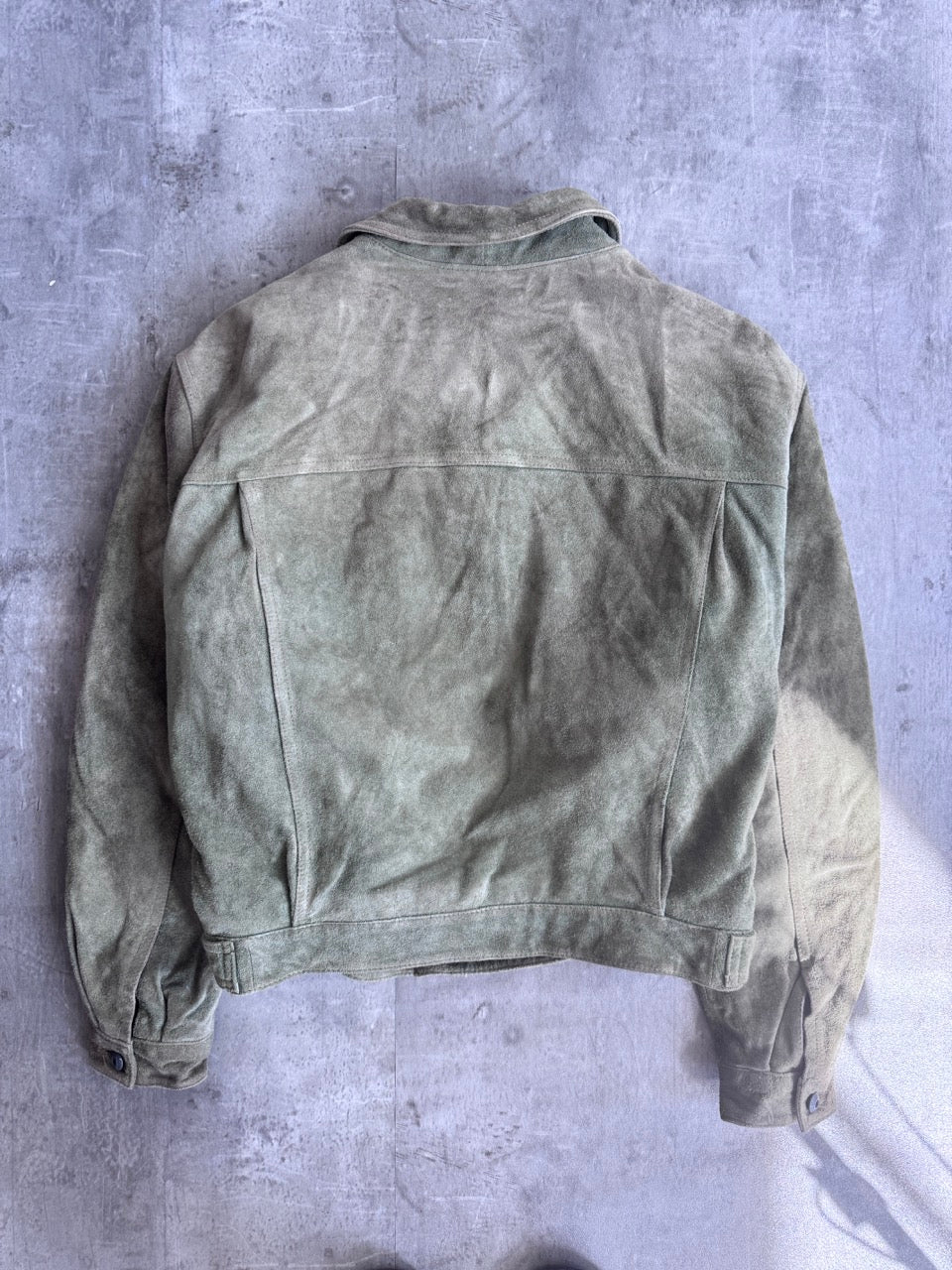Diesel Wool Lined Khaki Suede Trucker Jacket
