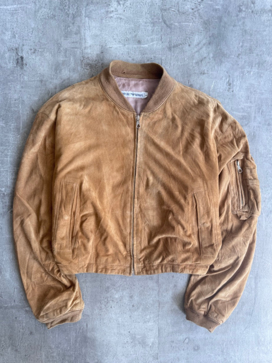 1998 Emporio Armani Beige Suede Bomber