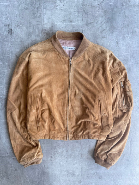 1998 Emporio Armani Beige Suede Bomber