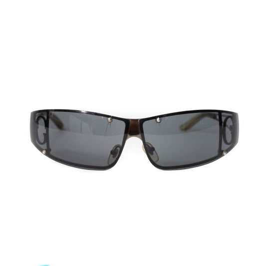 Gucci Smoke Silver Shield Sunglasses