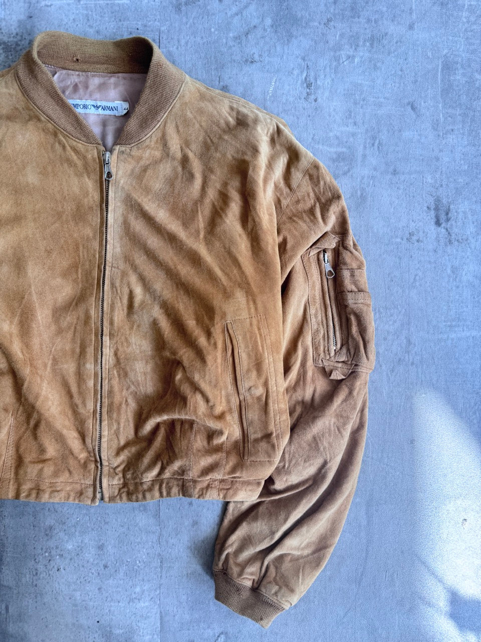 1998 Emporio Armani Beige Suede Bomber