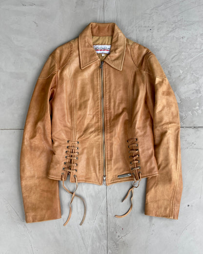 COCONUDA LEATHER LACE UP JACKET - S