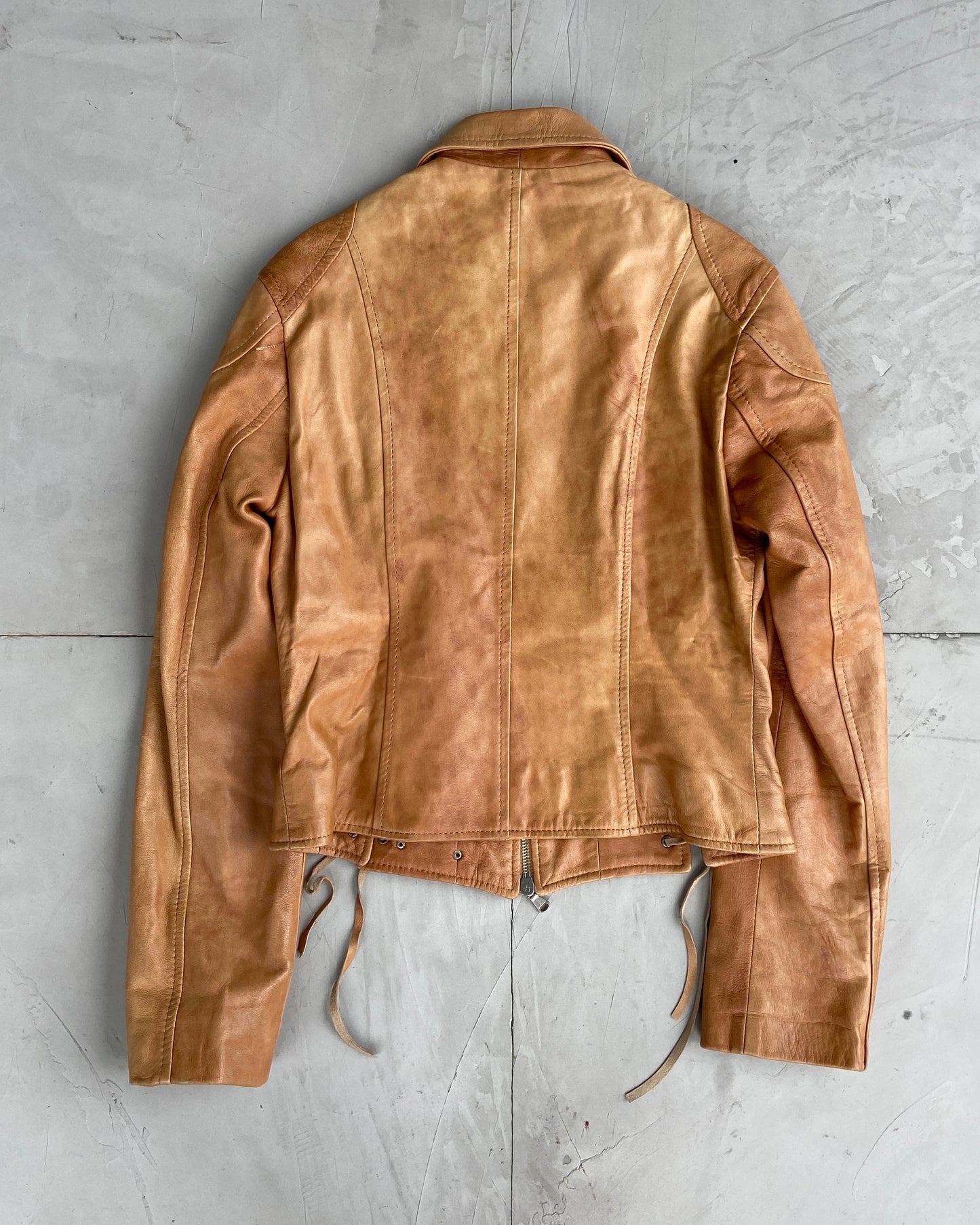 COCONUDA LEATHER LACE UP JACKET - S | Small, Brown