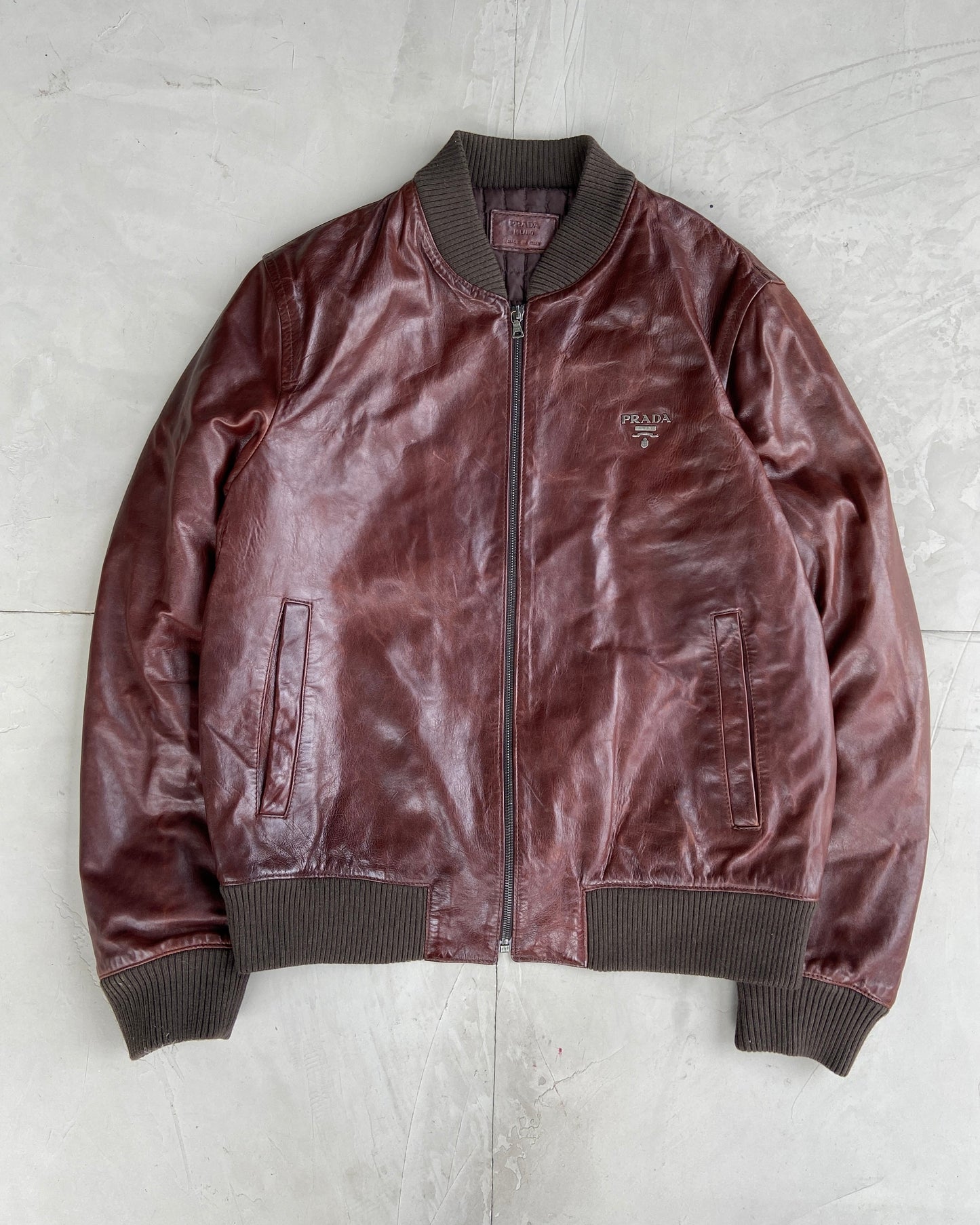 PRADA 90'S BOMBER LEATHER JACKET - L/XL | L/XL, Multicoloured