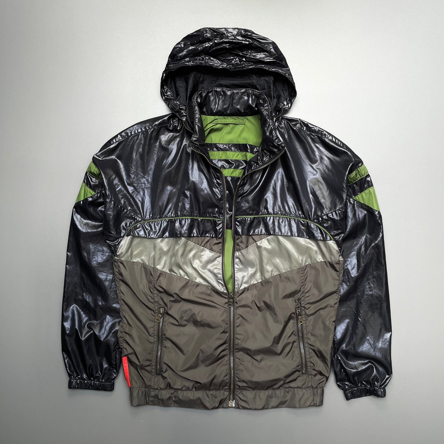 Prada Sport Black, Green & Grey 2008 Translucent Windbreaker | Medium, Multicoloured