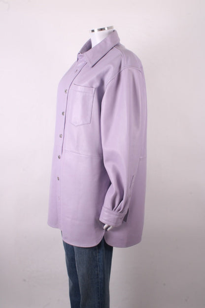 Uterque Leather Shacket Lilac M | Medium, Red