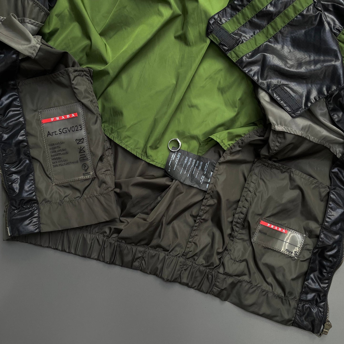 Prada Sport Black, Green & Grey 2008 Translucent Windbreaker | Medium, Multicoloured