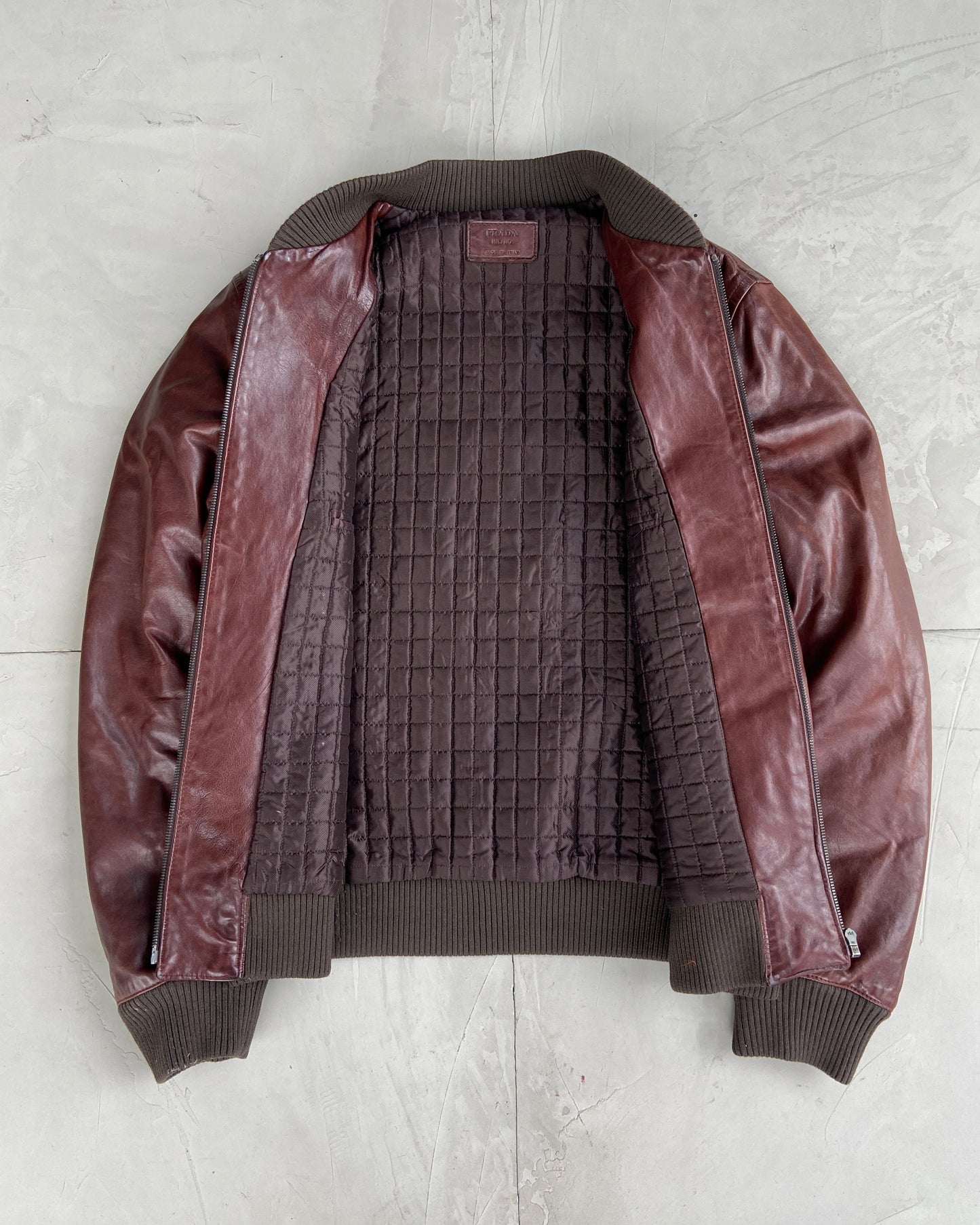 PRADA 90'S BOMBER LEATHER JACKET - L/XL | L/XL, Multicoloured