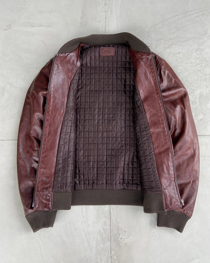 PRADA 90'S BOMBER LEATHER JACKET - L/XL | L/XL, Multicoloured