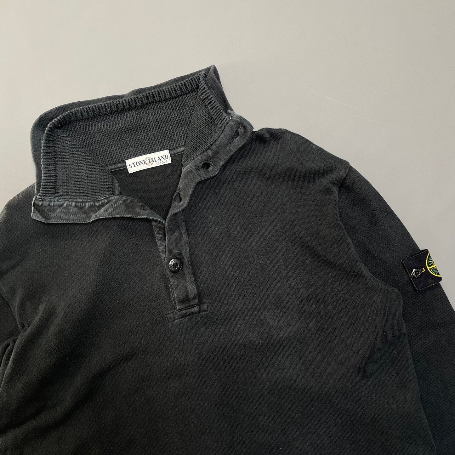 Stone Island Black Knit-Lined Collar Jumper AW00 | Large, Black