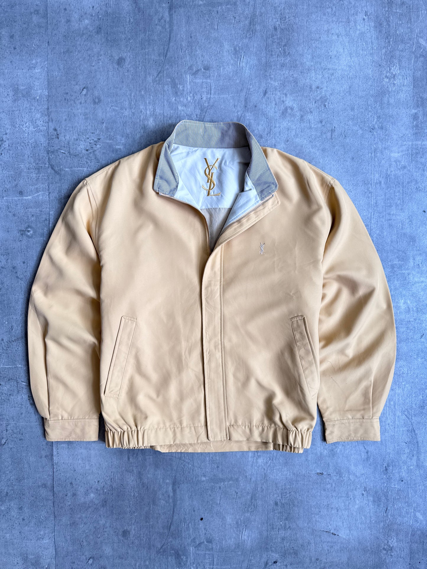 YSL Camel Tone Lightweight Harrington Jacket