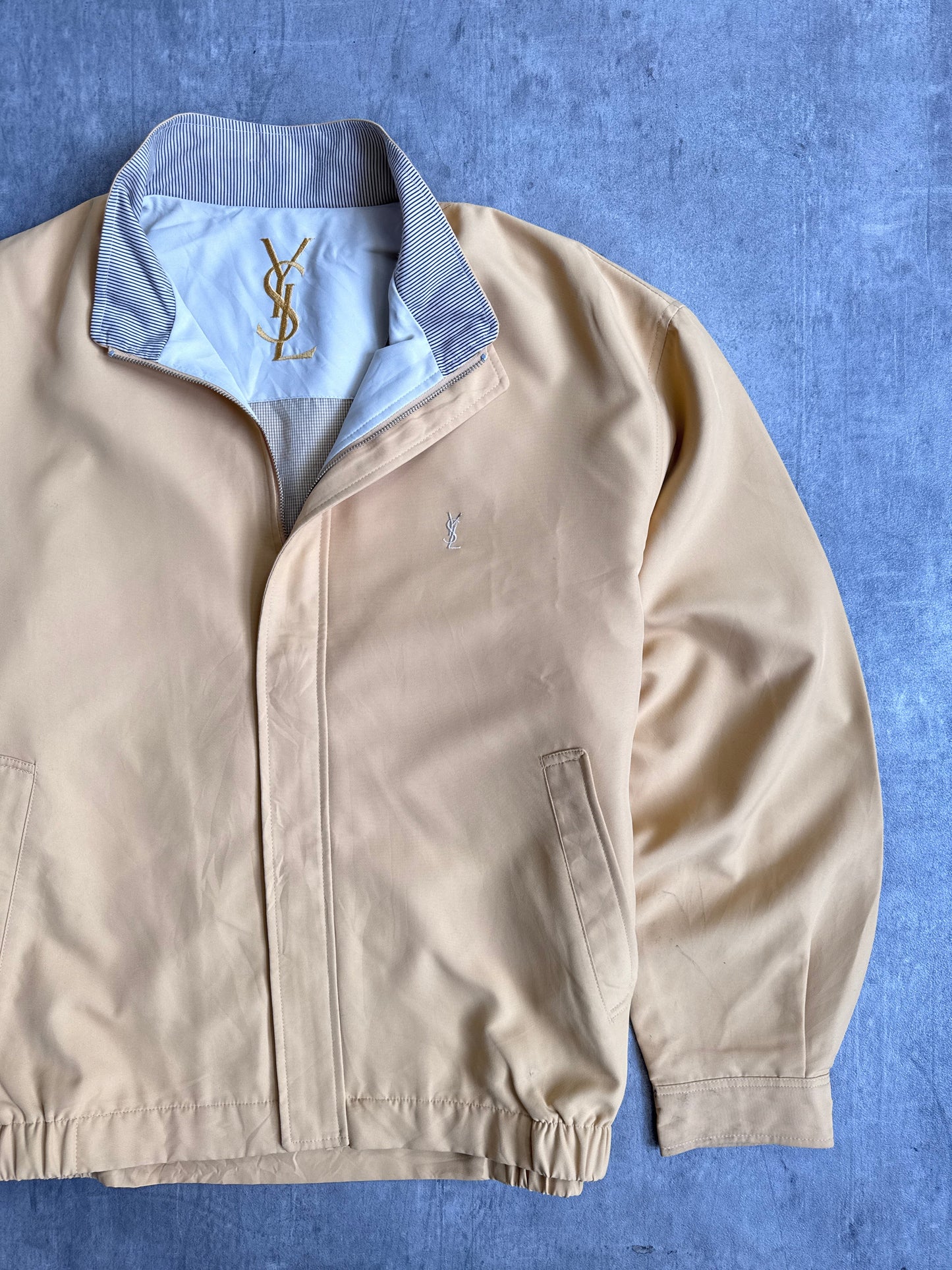 YSL Camel Tone Lightweight Harrington Jacket