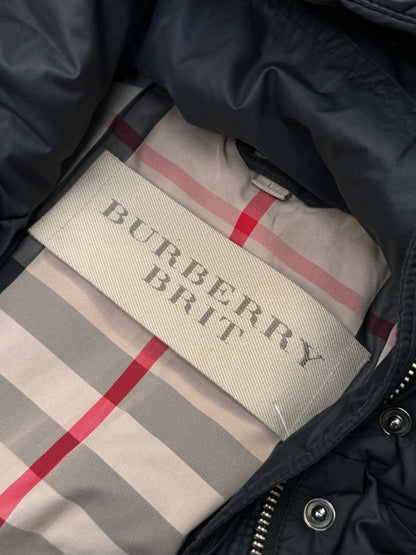Burberry Black Nova Check Lined Hooded Puffer Down Coat