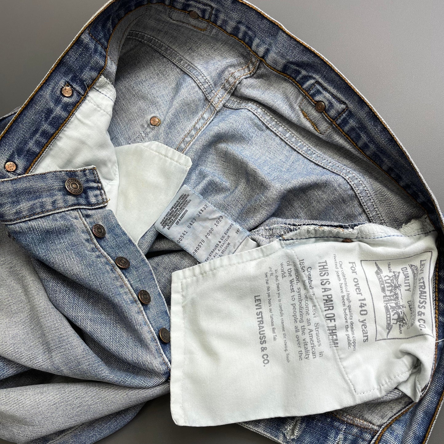 Levi's 541 Blue Cinchback Denim Jeans | Large, Blue