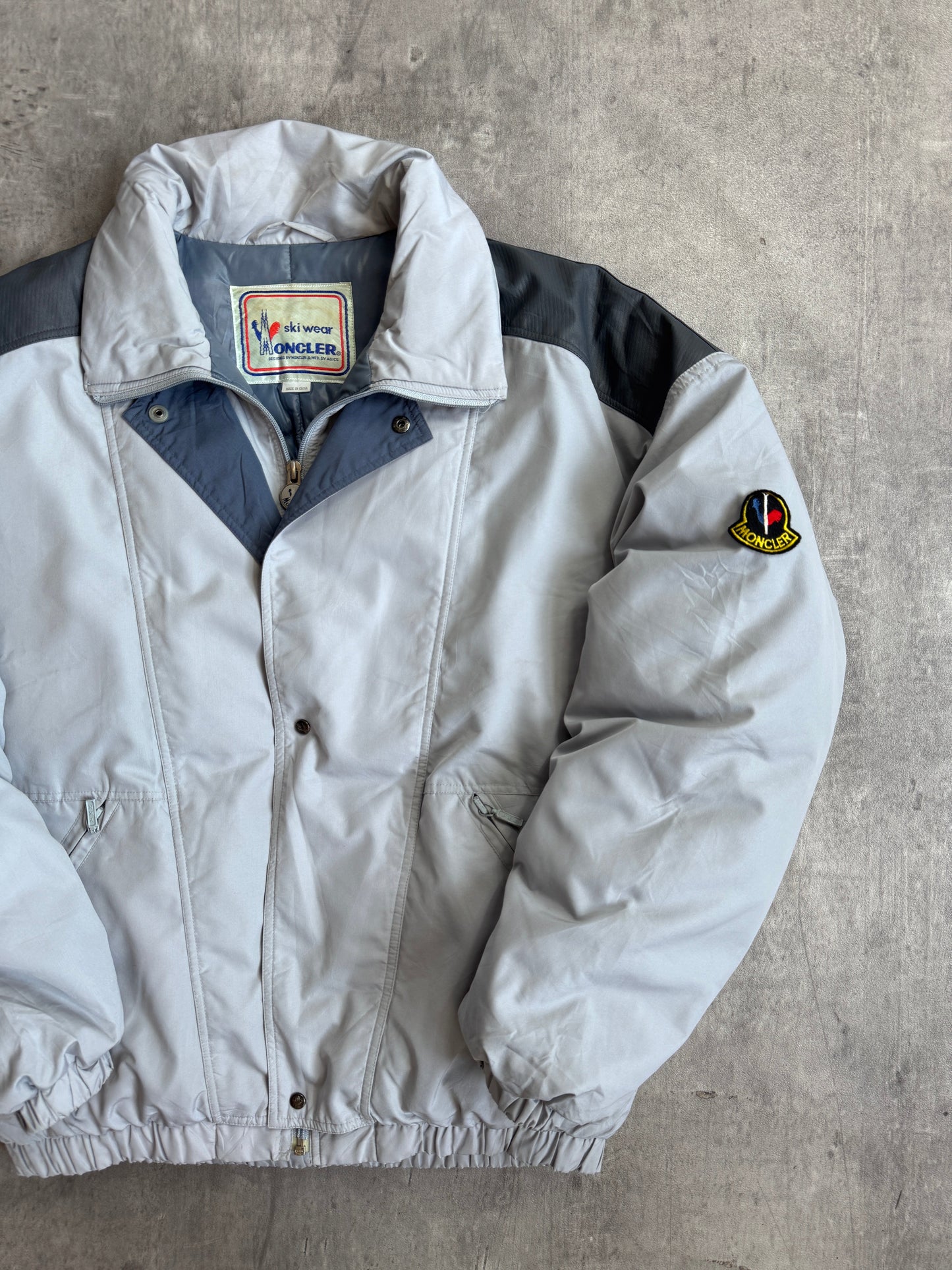 1970s Moncler Cropped Two Grey Padded Jacket