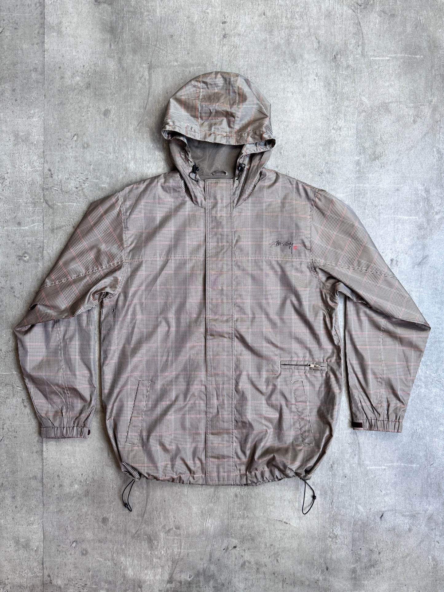 Stussy Brown Check Hooded Rain Coat