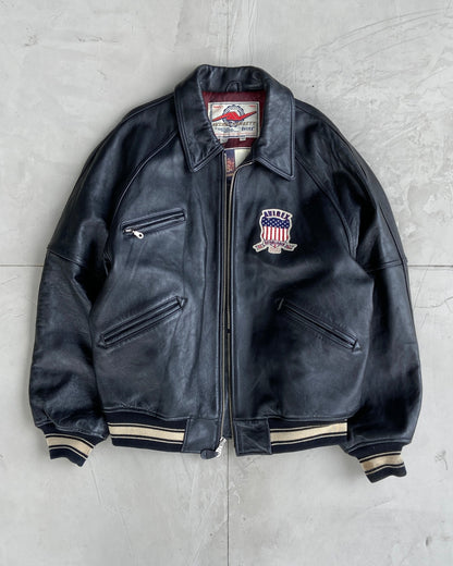 AVIREX USA 90'S VARSITY LEATHER JACKET - XL | XL, Black