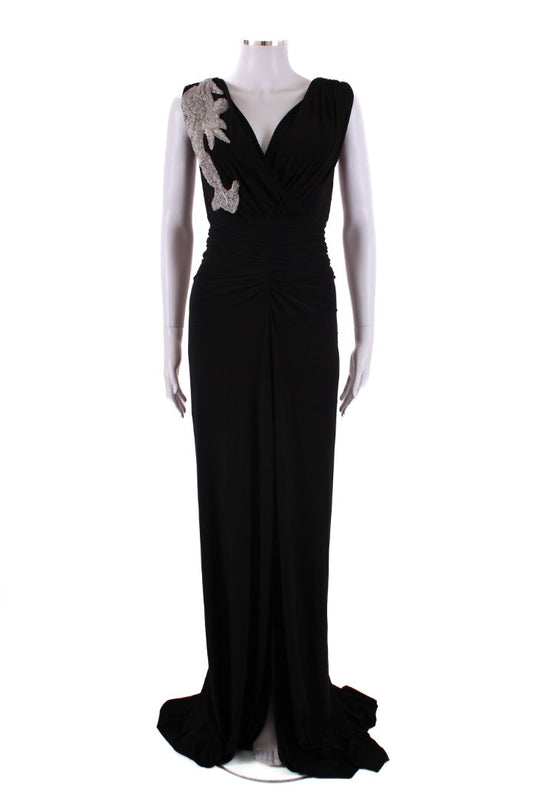 Rhea Costa Evening Beaded Ruched Evening Dress Black XS | Default Title, Black
