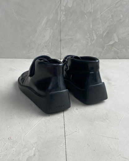 PRADA SS99 BLACK LEATHER SQUARE TOE SHOES - EU 36 / UK 3