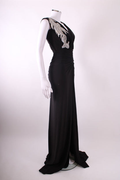 Rhea Costa Evening Beaded Ruched Evening Dress Black XS | Default Title, Black