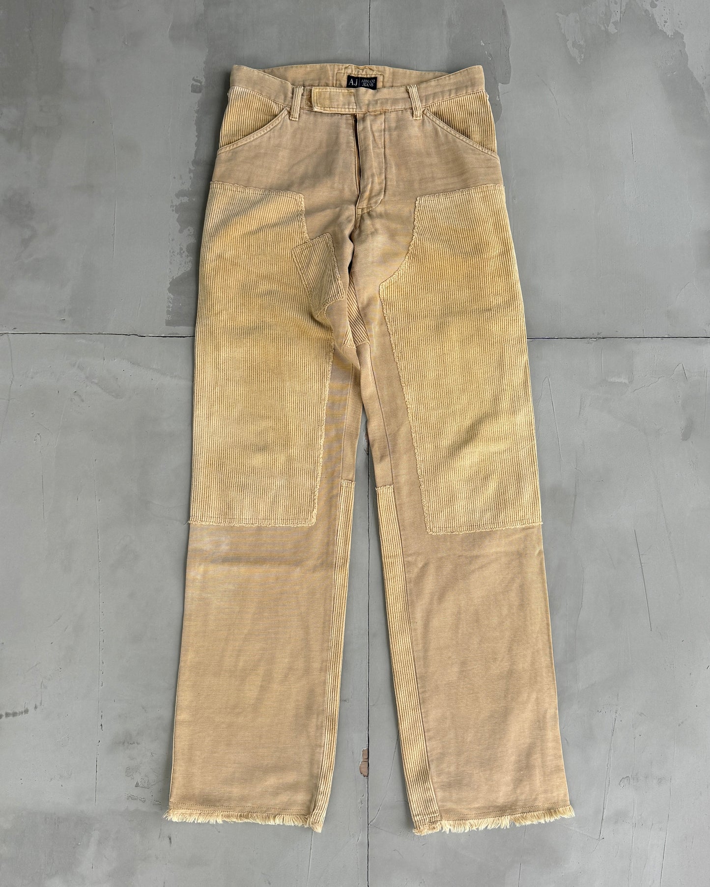 ARMANI JEANS CORD PATCHWORK TROUSERS - W30"