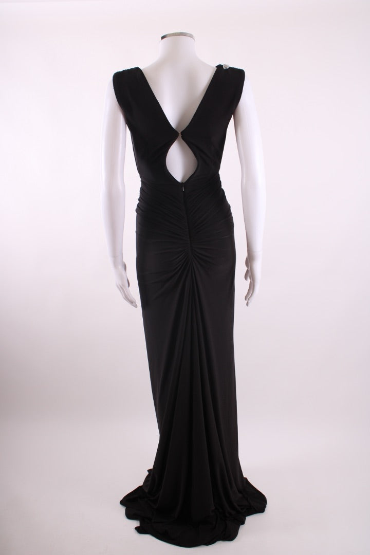 Rhea Costa Evening Beaded Ruched Evening Dress Black XS | Default Title, Black