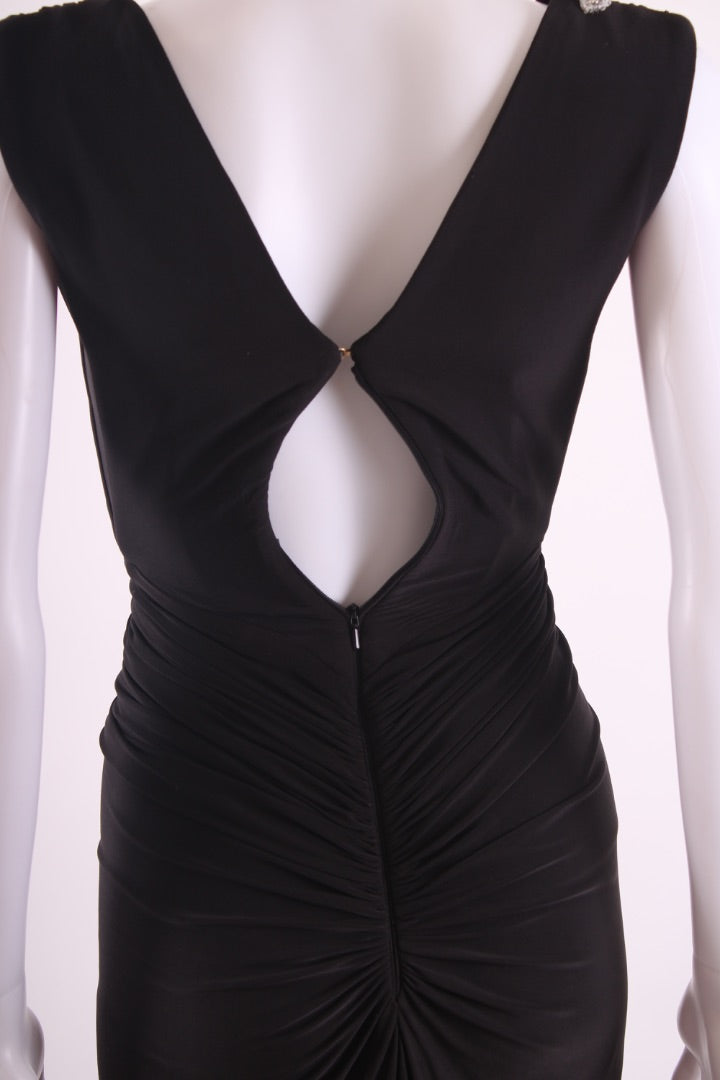 Rhea Costa Evening Beaded Ruched Evening Dress Black XS | Default Title, Black