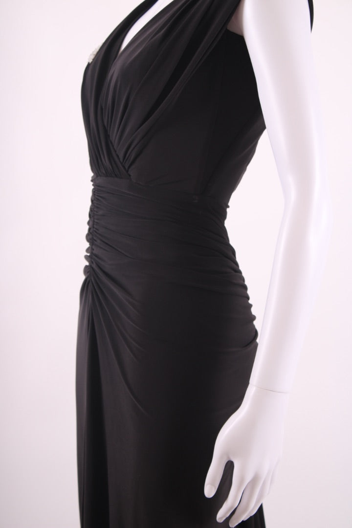 Rhea Costa Evening Beaded Ruched Evening Dress Black XS | Default Title, Black